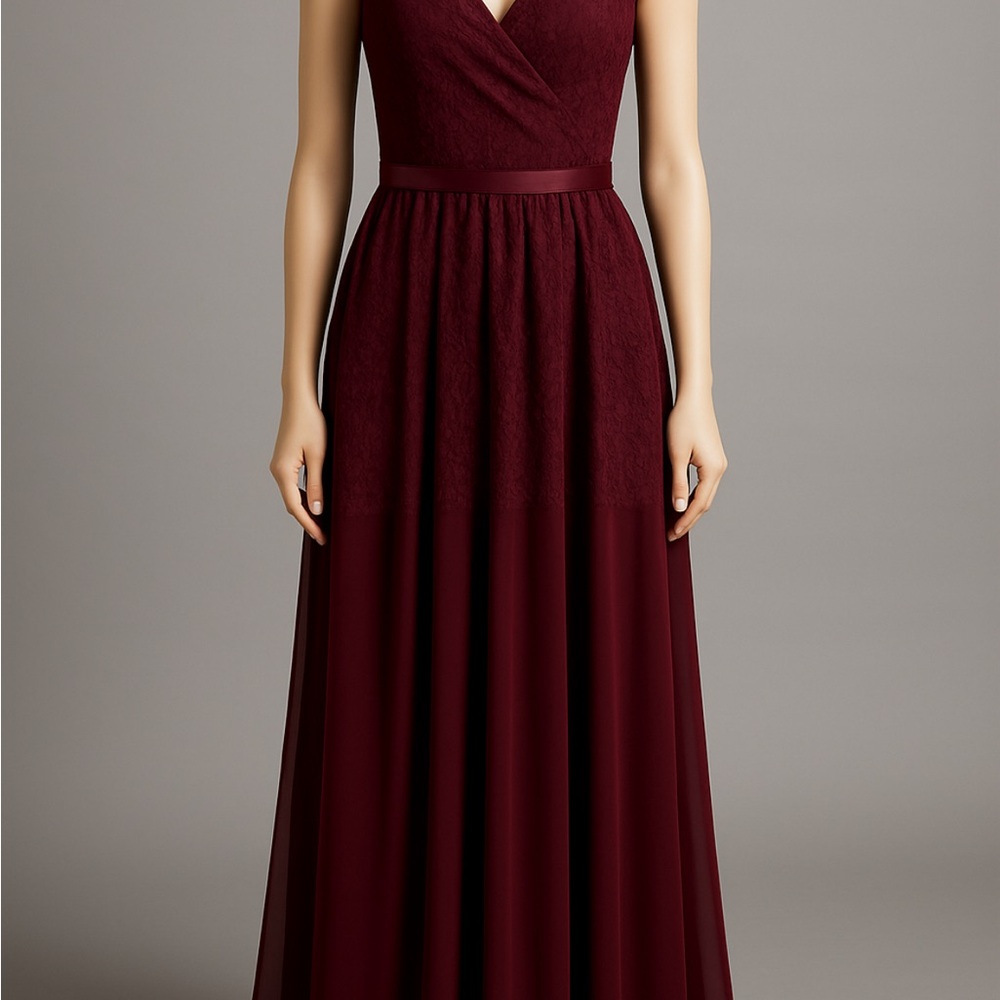 Elegant Burgundy Evening Gown